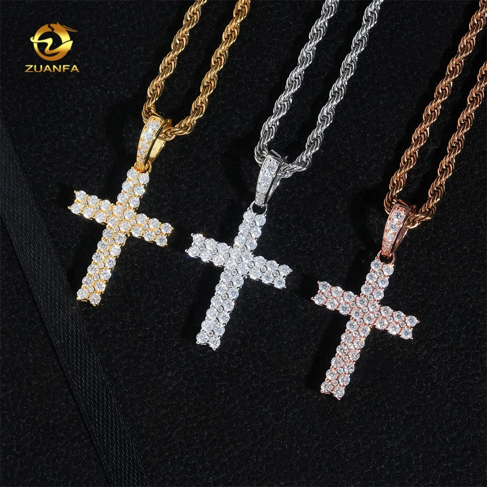 Fine Jewelry Silver 925 Custom Hip Hop Chain Pendant Iced Out Lab Diamond Vvs Moissanite Cross Pendant
