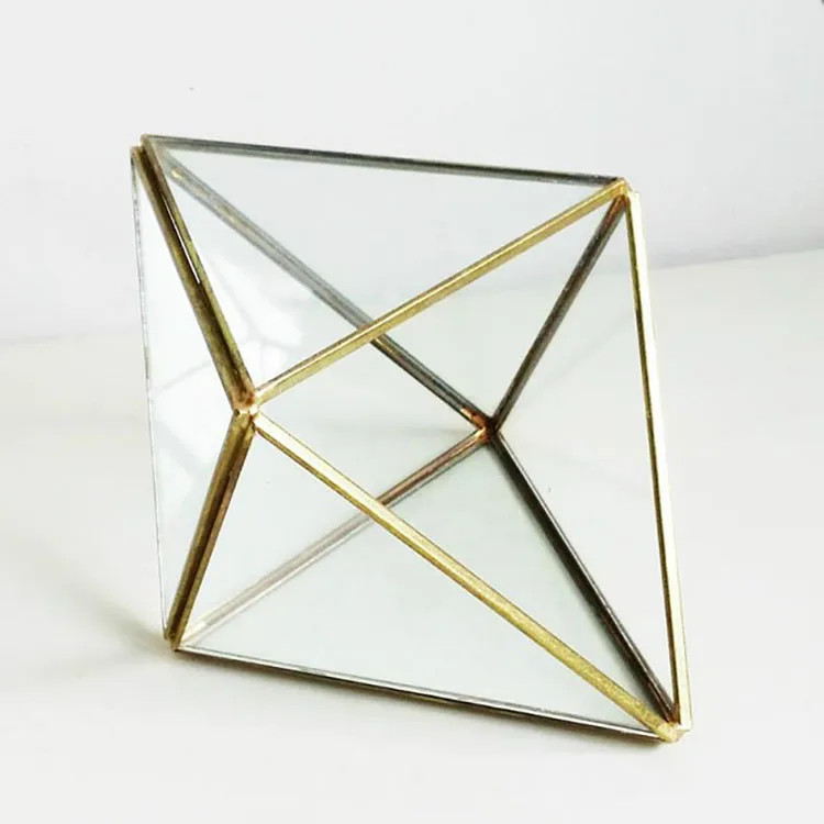 

Wholesale Glass Vase Home Terrarium Geometric Glass Decor Beauty Gold black Plant Glass Terrarium, Black & gold