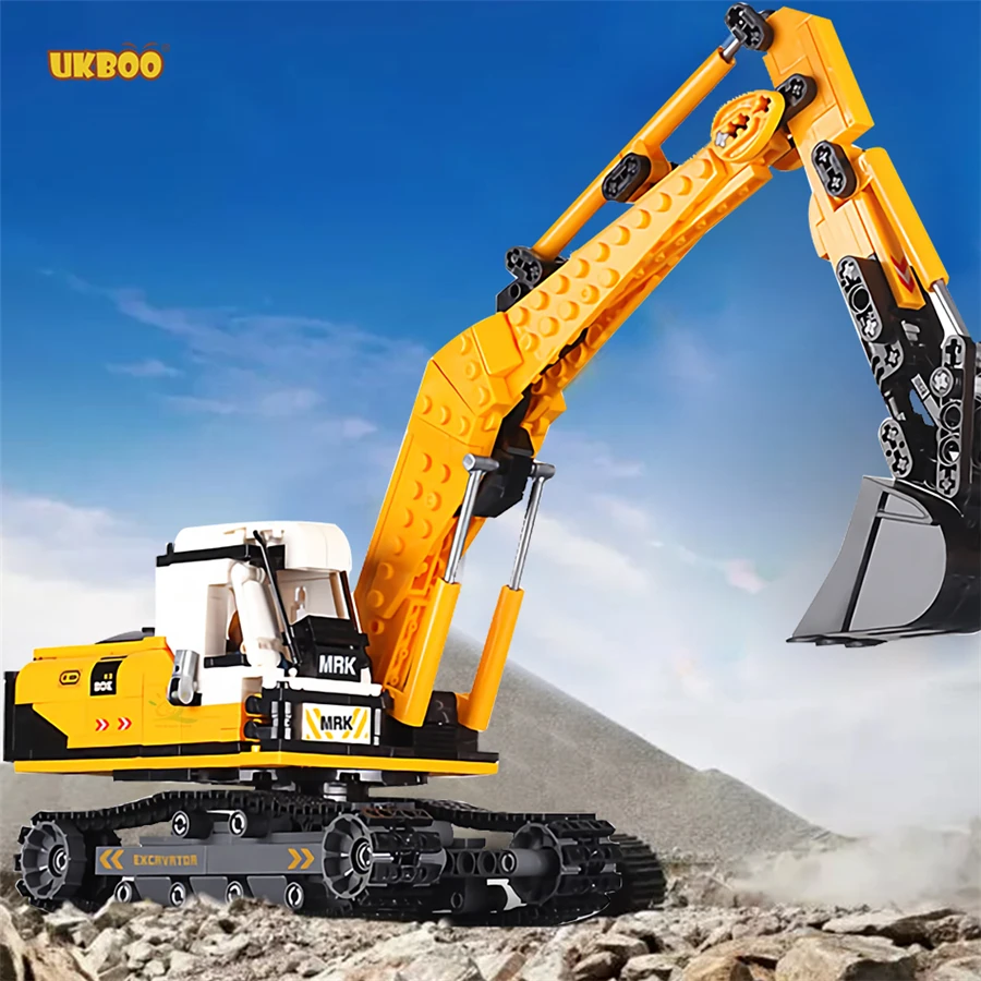 

Free Shipping UKBOO 772PCS Digging Driving Rotating Cool Kids' Excavator Digger Truck Toy Building Block for Scooping Up