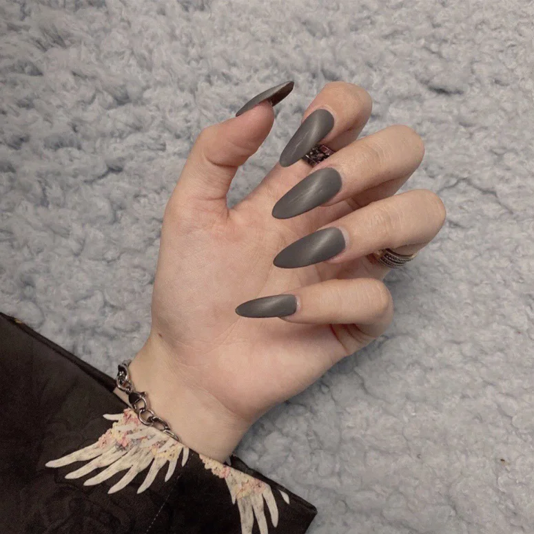 

Matte grey cat eye full coverage press on nails false nails in box 24pcs press on nails