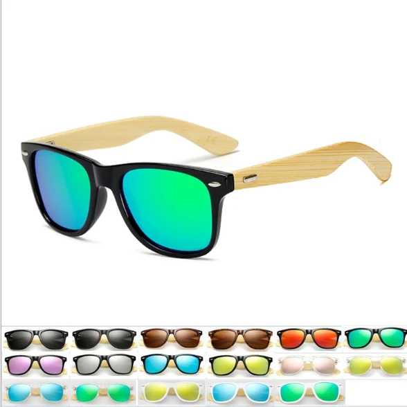 

PC Bamboo Sunglasses Wooden Wood Mens Women Vintage Polarized Glasses custom logo, Multicolor