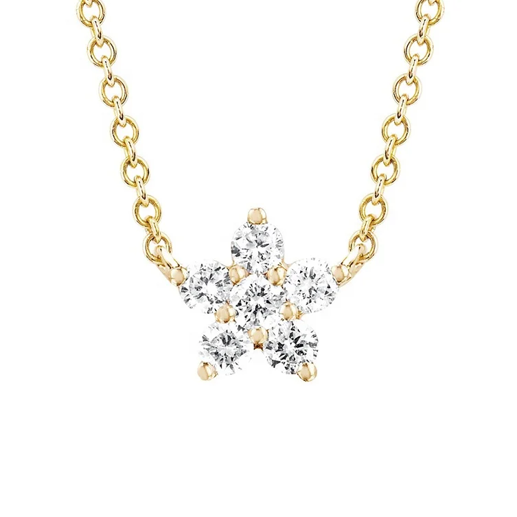 

925 sterling silver gold plated claw set diamond CZ star pendant necklace