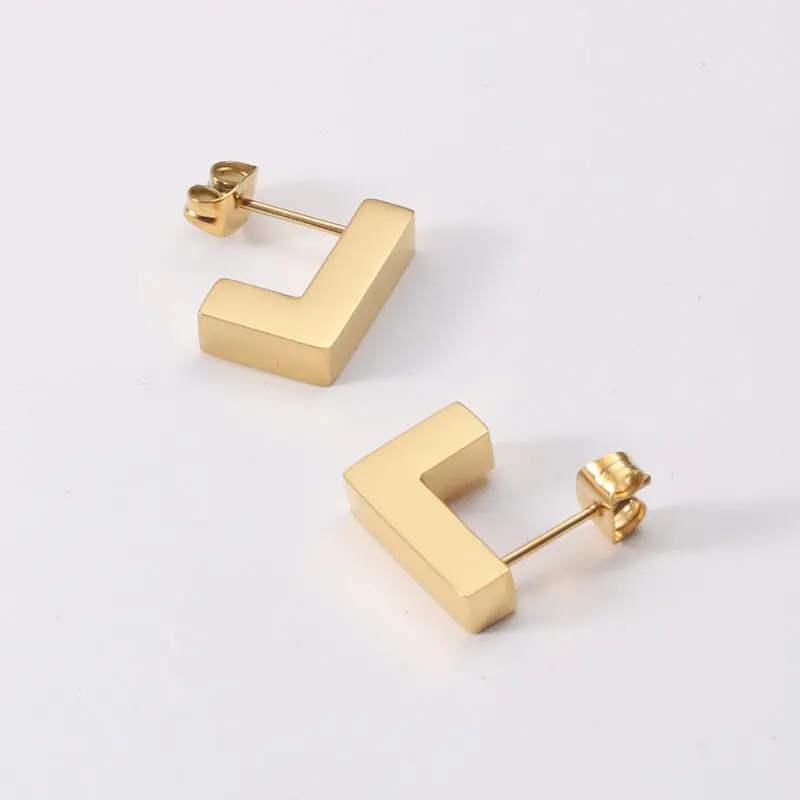 JOOLIM High End 18K Gold Plated L & J Pattern Geometric Hoop Earring Dainty Earring Tarnish Free
