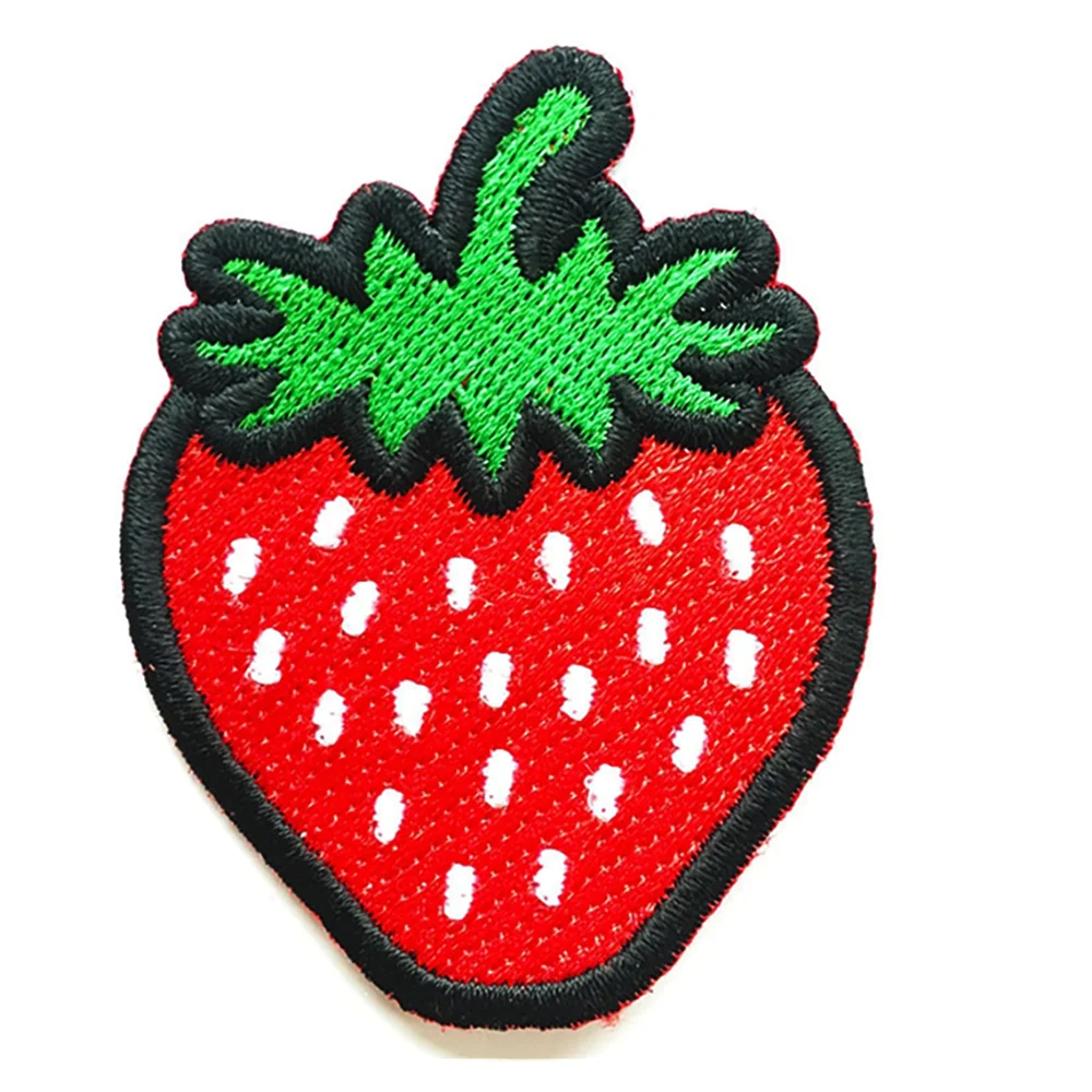Custom 100% Embroidery Iron On Beautiful Strawberry Patches Sew On Cloth Background Patches