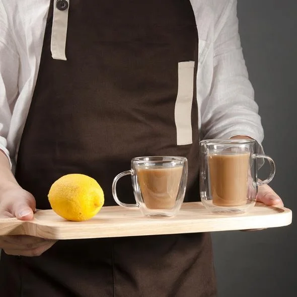 

Clear Double Wall Coffee Tea Glass Cup Handle for any occasion, Transparent