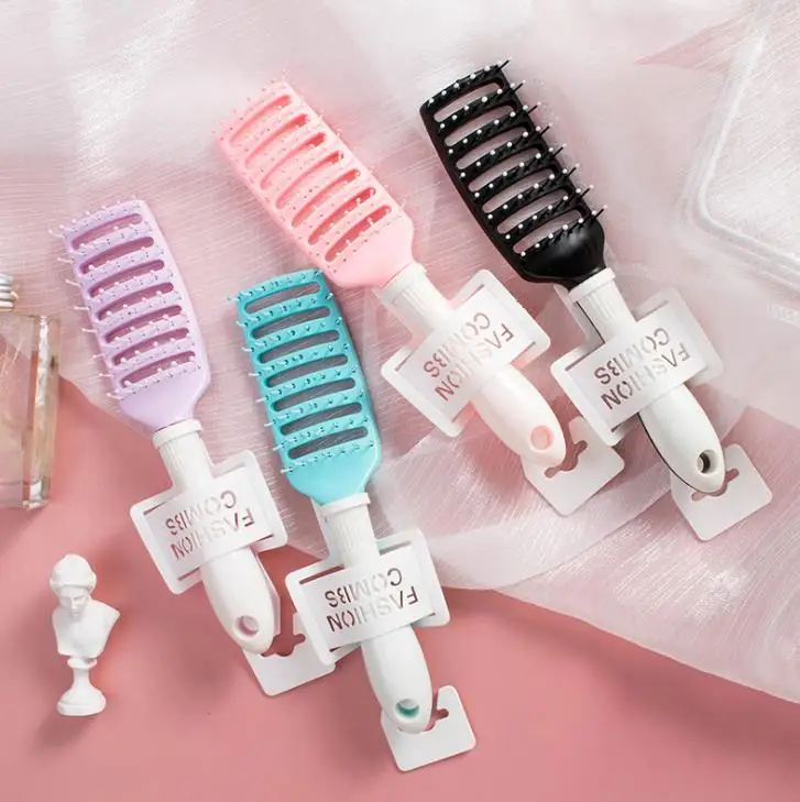 

Hot Selling Wholesale Paddle Brushes Custom Logo 360 Wave Brush Curved Hair Extensions Brush, Pink/blue/black/purple
