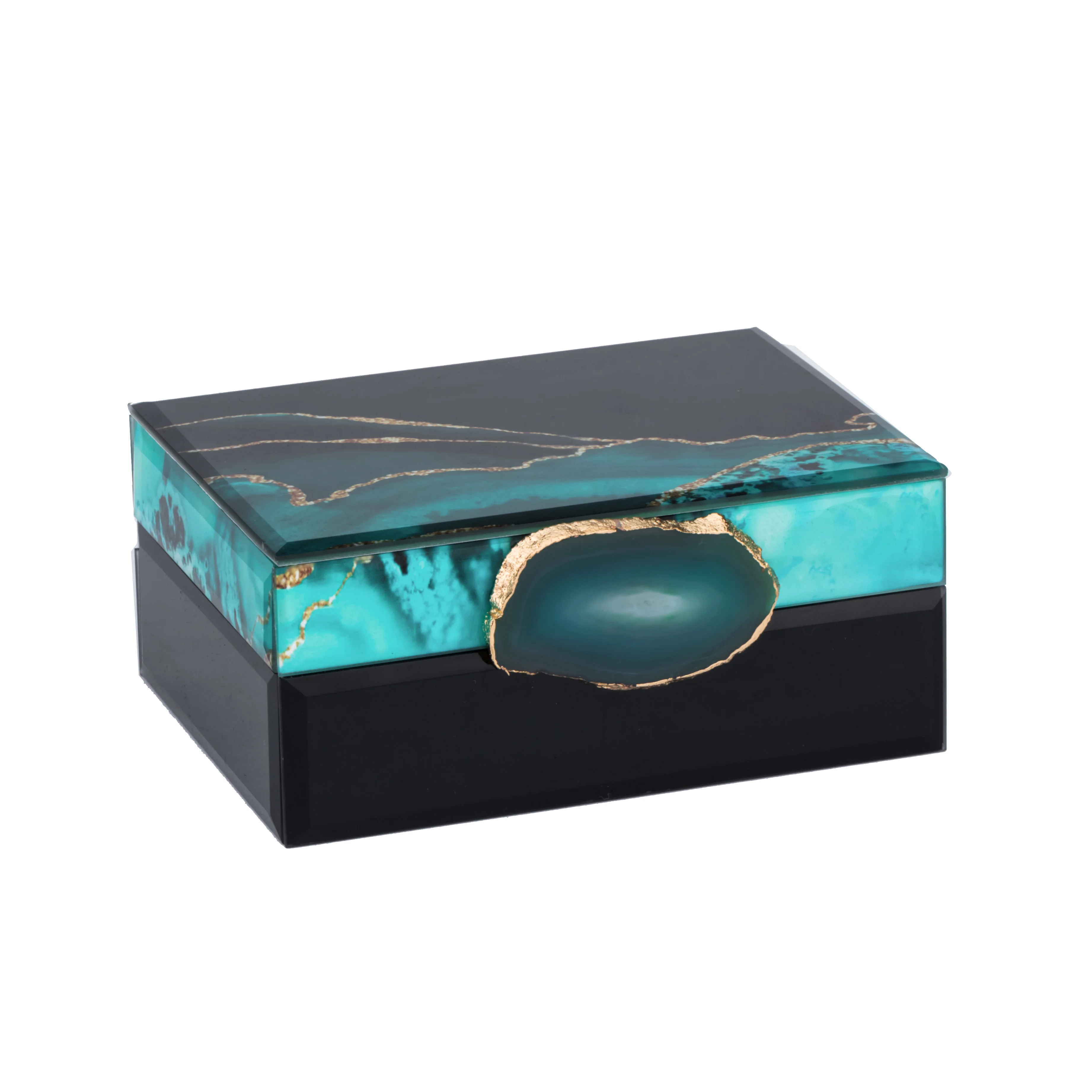 

Personalised Mirror Glass Mirror Jewelry Gift Box With Agate Marble Jewelry Box Display Home Wedding Decor