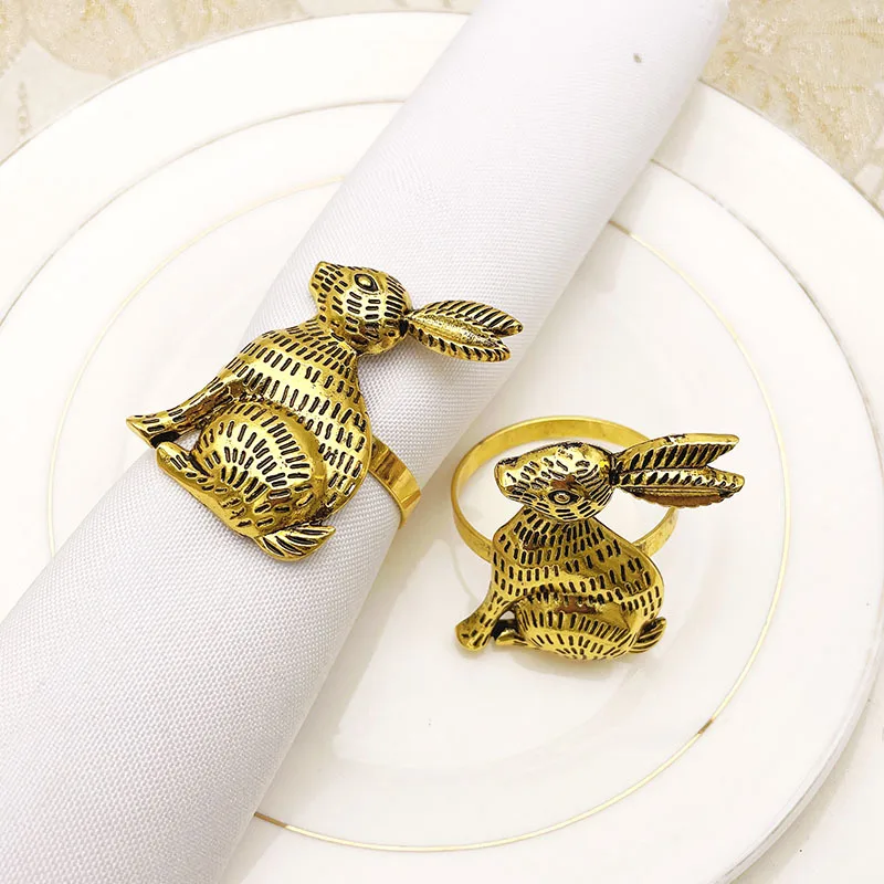 

Easter Metal Napkin Ring Enamel Cut Rabbit Napkin Buckle Holder Home Table Decor Easter Wedding Party Supplies