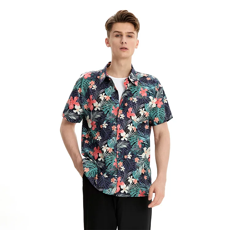 

New look plant flower personalized printed shirt clothes mens quality unique short sleeve hawaiian shirts