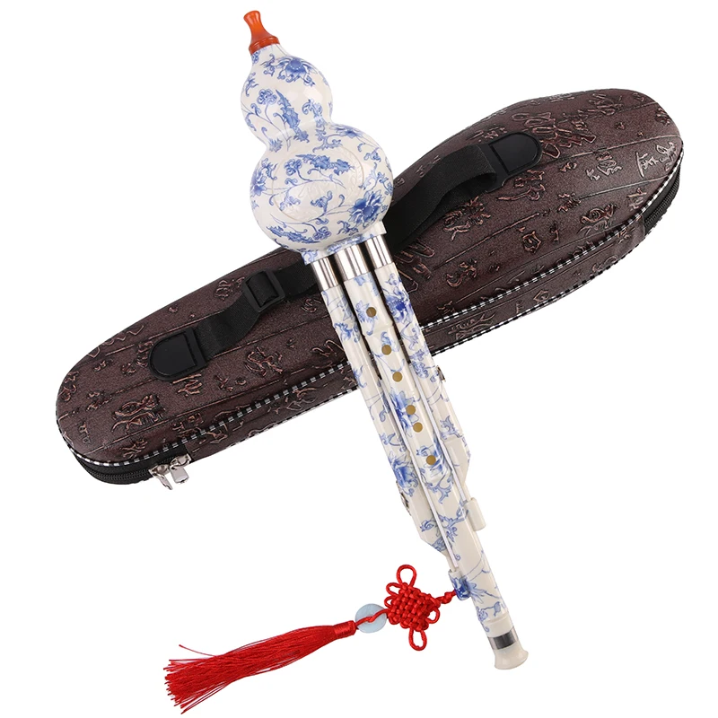 

Ethnic Musical Instrument blue-and-white resin hulusi