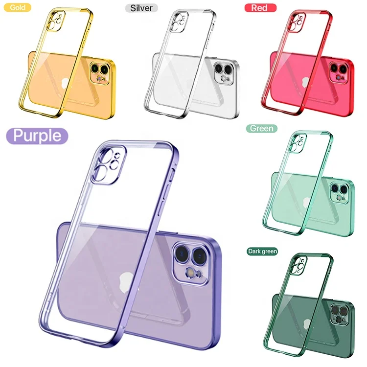 

Luxury Plating Soft TPU Clear Phone Case For iPhone 12 Pro 12 Mini 12 Pro Max 11 Pro 11 XR XS Max X 8 7 Plus, 5 colors