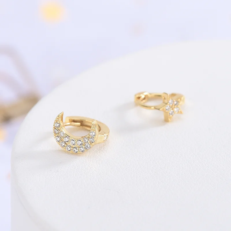 

Star Earring Hoop Chunky 925 And Moon Earrings, Picture