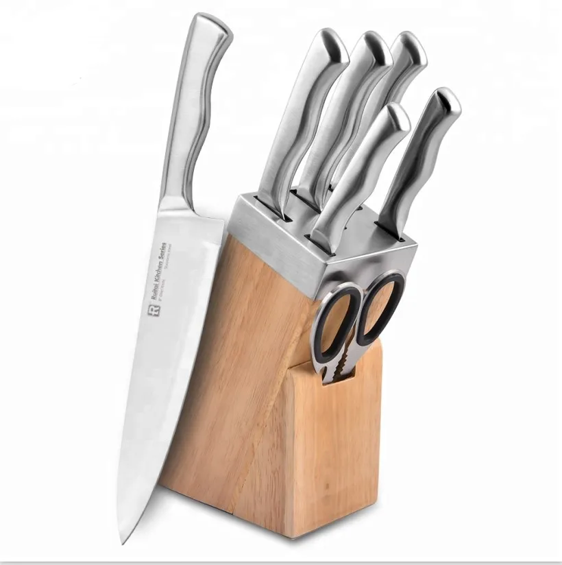 

Innovative stainless steel kitchen knife set with wooden knife block