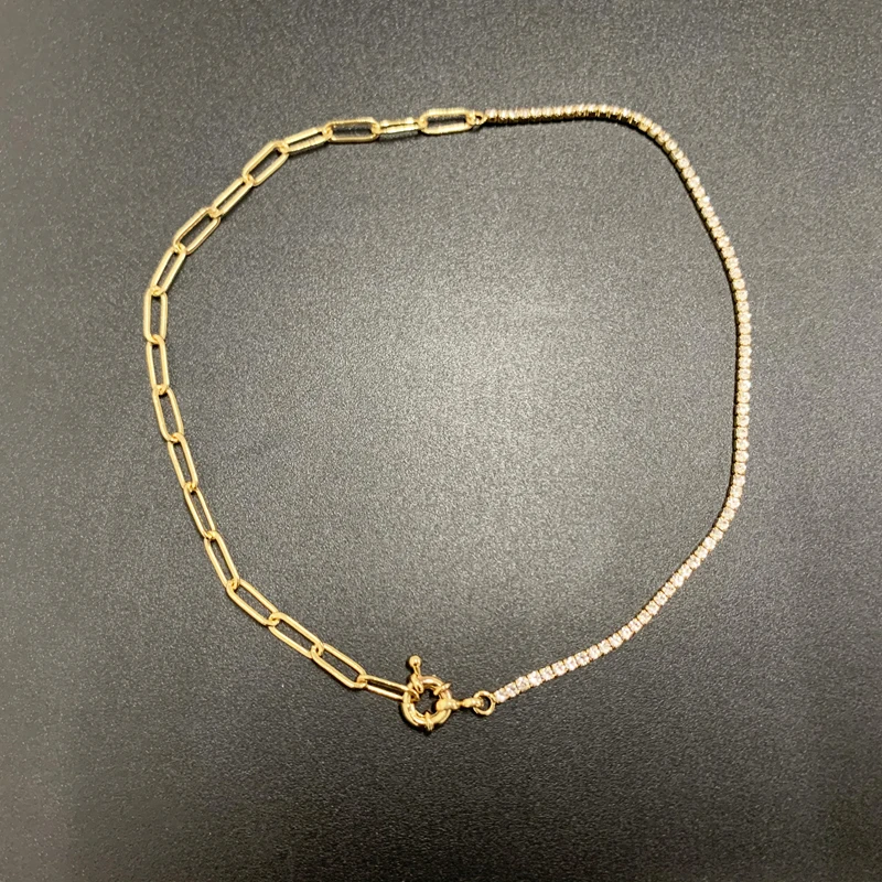

Paper Clip Chain Necklace Romantic Crystal Chain Choker Collar Oval Link Chain Necklace Fashion For Women Party Gift 2020