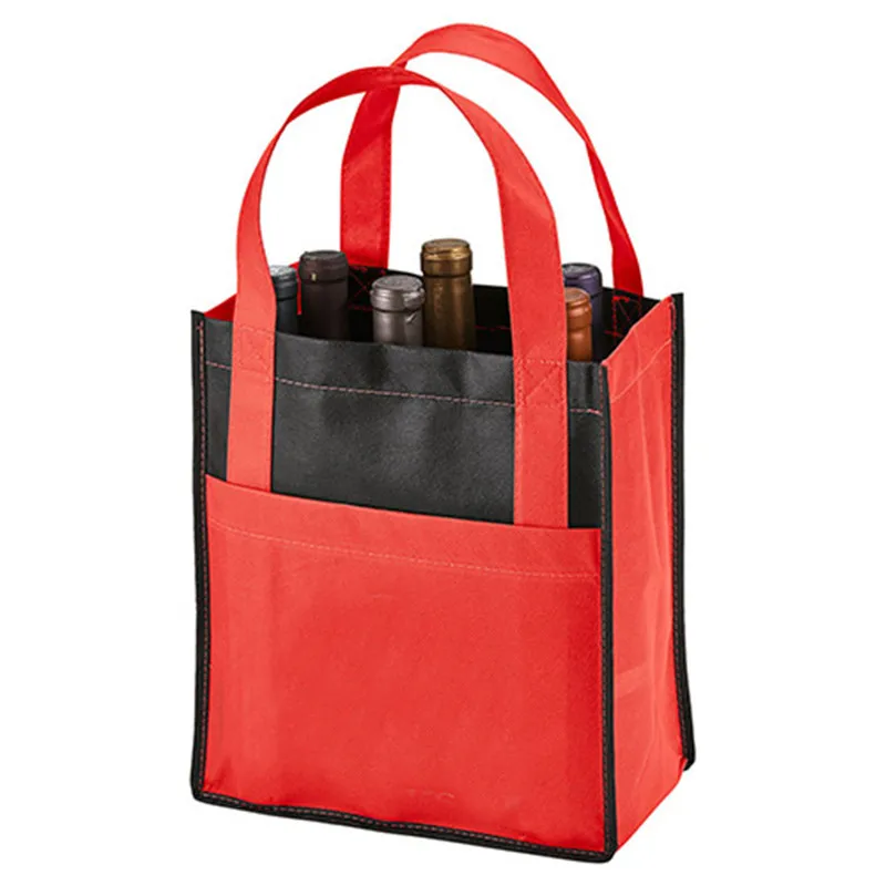 

black white eco non woven custom wine bag large, Customized color