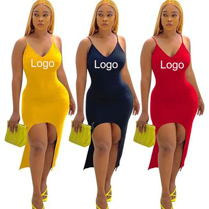 

2021 New Arrivals Solid Color V-Neck Sleeveless Women Clothing Bodycon Dresses 2021 Summer Casual Dresses Women Lady Elegant, Picture