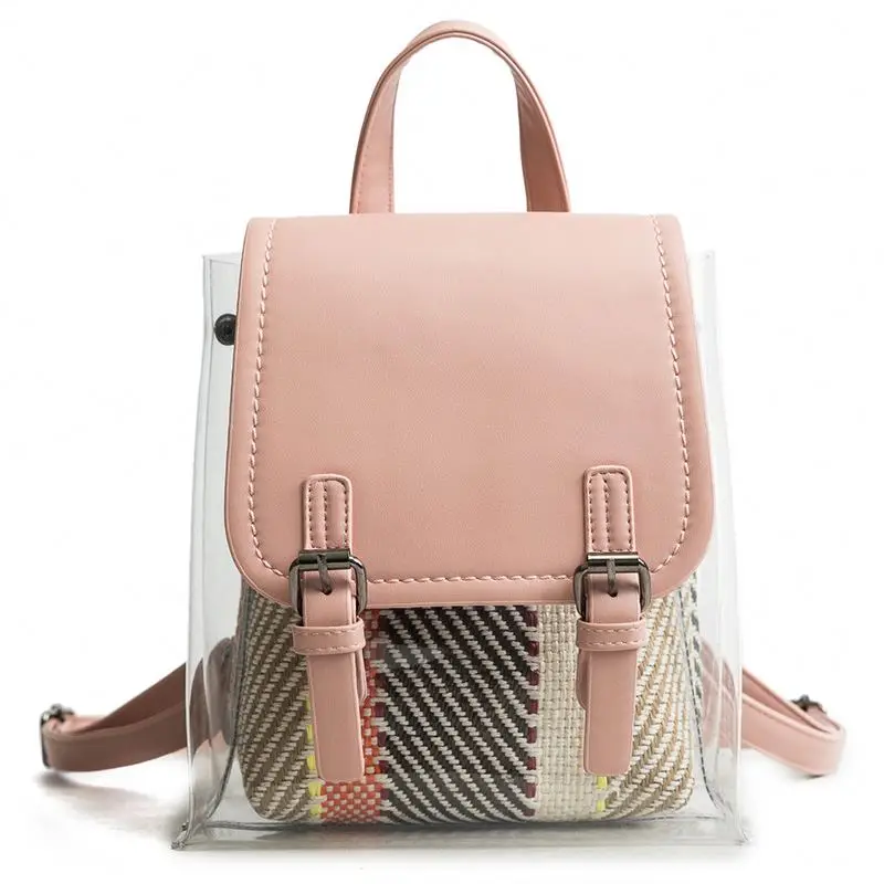 

QAKGL Pvc Clear Backpack Women 2019 Beach Transparent Bagpack For Girls School Mini Kawaii Pink Backpacks, Customized
