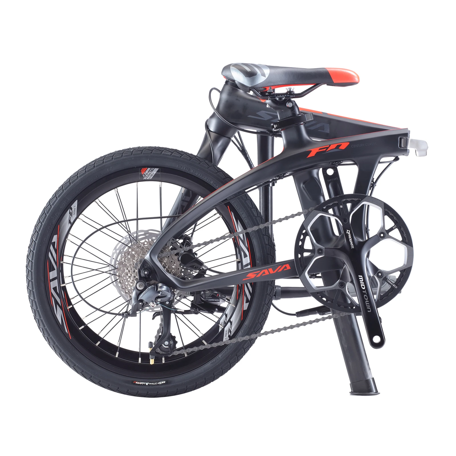

SAVA Factory High Quality Mini Compact City Tour Bike Carbon Fiber folding bike 20 inch Ultralight 9 Speed bicycle, Black red/black blue/black orange