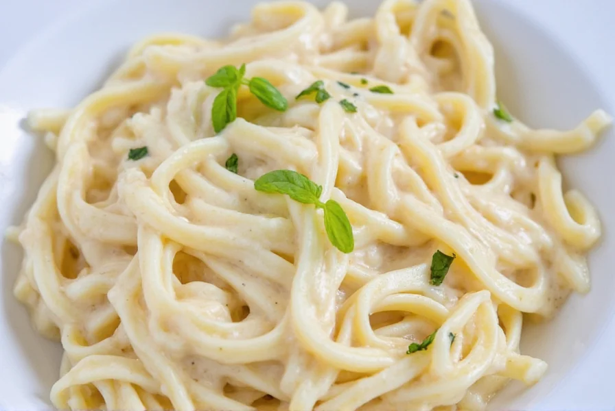 Creamy alfredo sauce served over fettuccine pasta