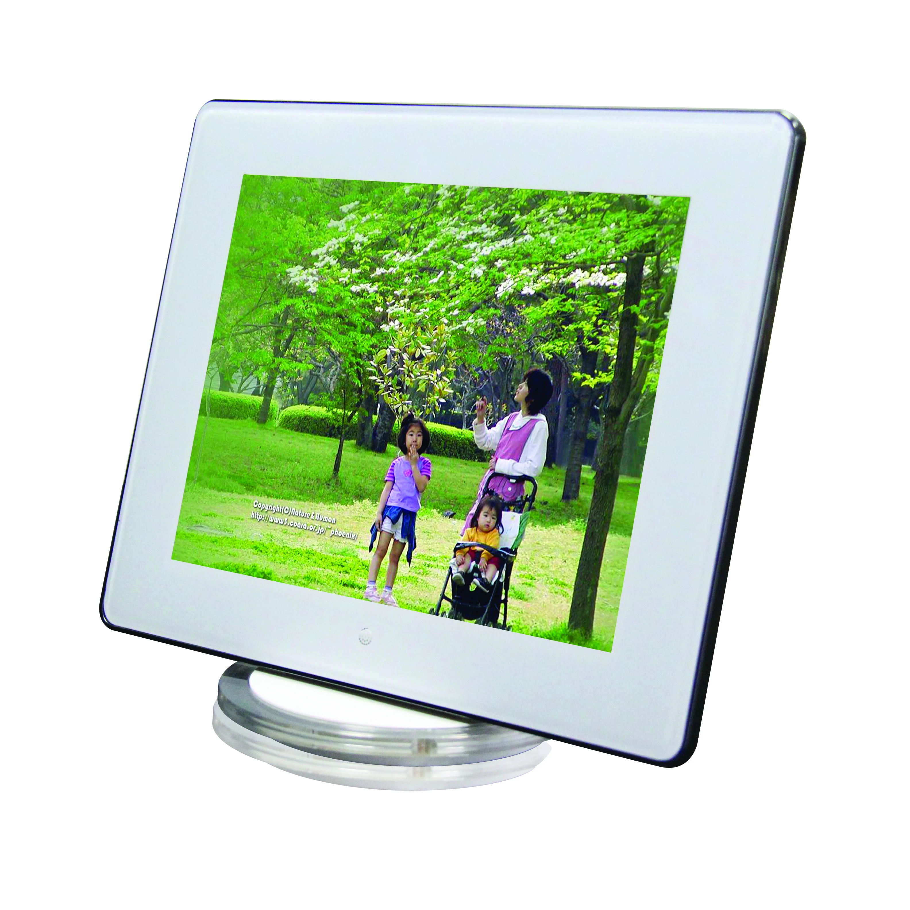 

ALLOET 8 Inch Digital Photo Frame 1280 X 800 Touch Screen Smart Photo Frame Music Video Player Picture Holder with Charger GBZK, Black white