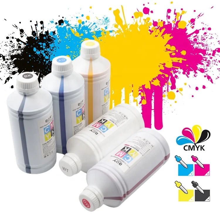

1000ML Tinta Factory Price Universal CMYK Color Heat Transfer Pigment Printing Ink for DTF Printers