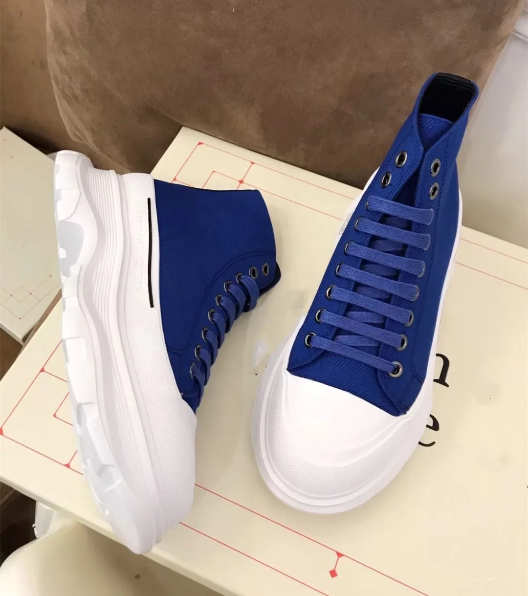 

2021 brand sneakers Alexander Mc Queen shoes women's new platform casual shoes large size breathable men canvas shoe Factory, White, pink, blue, black, all black