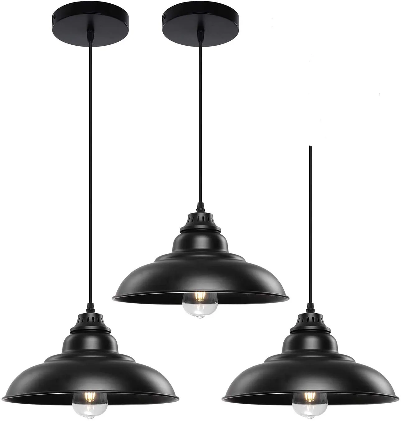 Pendant Lights, Lika Industrial Barn Ceiling Light Fixtures Black Hanging Pendant Lighting for Kitchen Island, Dining Room, Foye