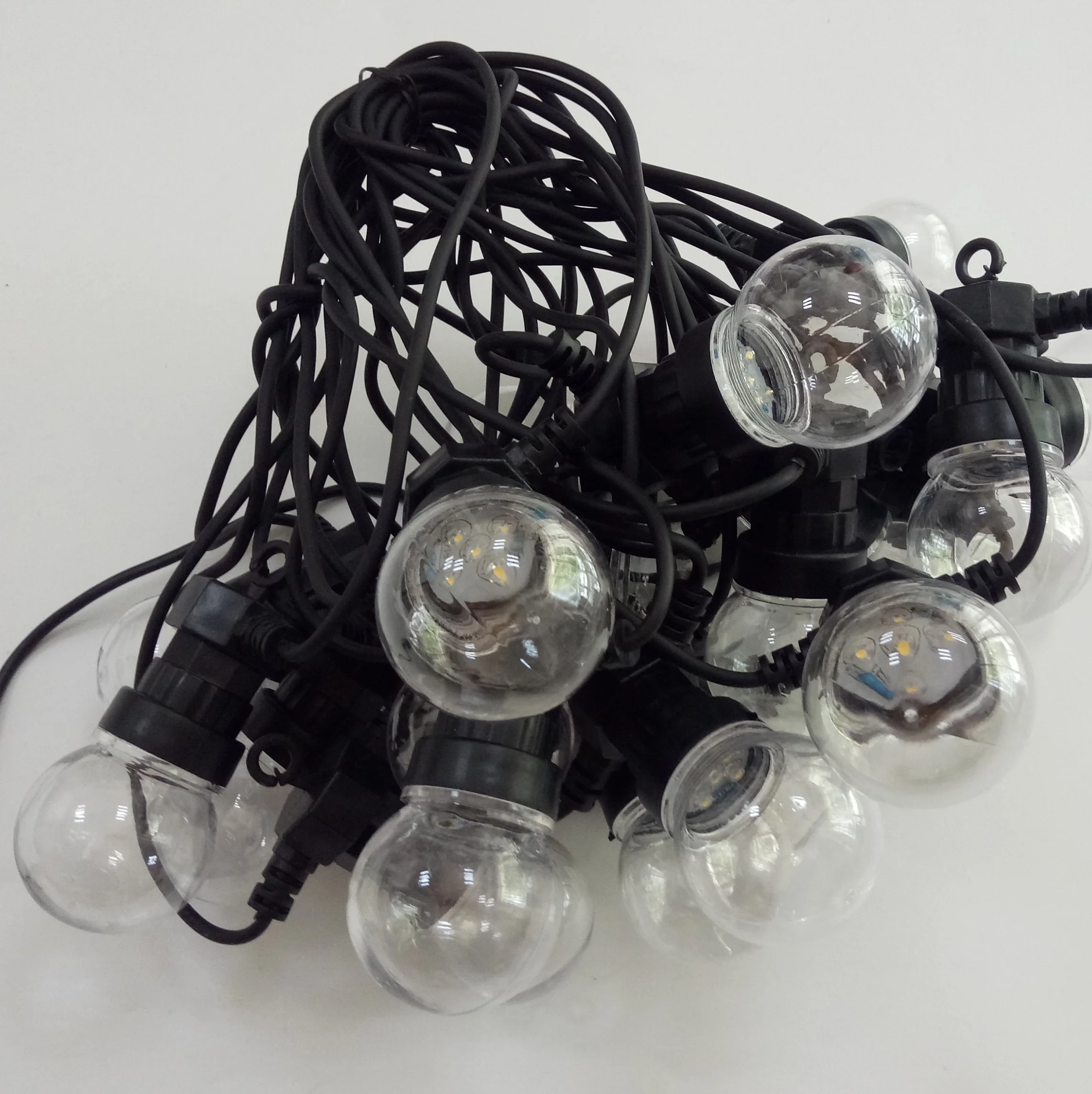garden decoration Led Connectable E27 Rubber Cable warm white clear bulbs G50 globe bulbs light string