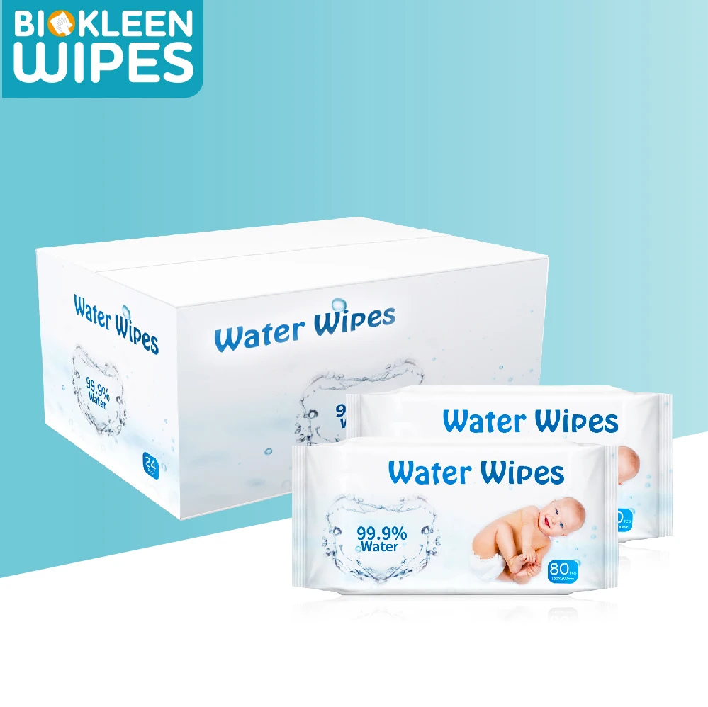 

Biokleen Wholesale Private Label Vegan Biodegradable 80ct 99.9 Organic Water Wipes Baby Wet Wipes Babies 999 Pure