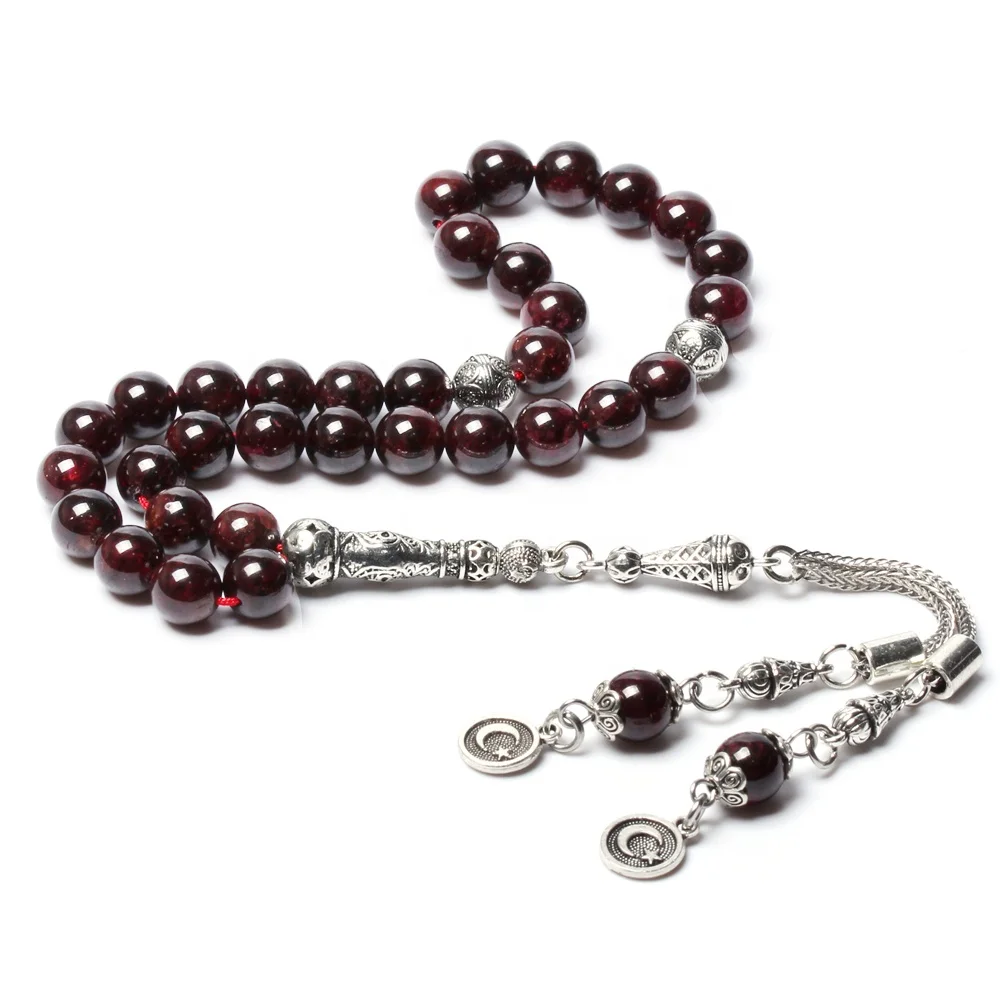 

Factory Sale Allah Prayer Beads 8mm 33 pcs Natural Garnet Stone Rosary bead Muslim Tasbih Tespih Masbaha islamic sibha gifts
