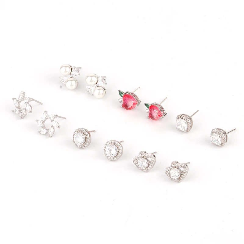 

Luxury Mini Cubic Zircon Micro Pave Colorful Geometric Fruit Peach Stud Earring for Women Fashion Wedding Bridal Party Jewelry