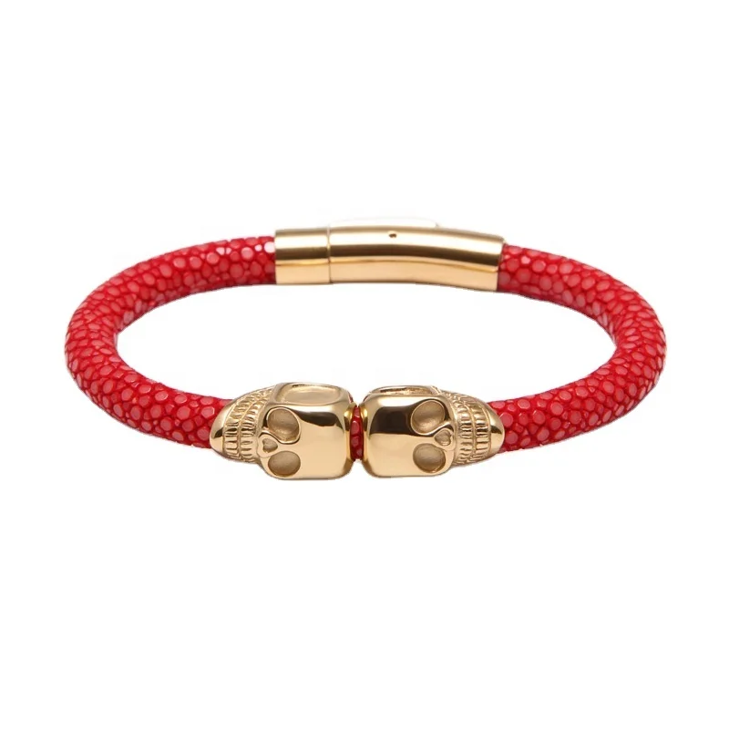 

North Skull Men leather bracelet Exotic luxury leather Men jewelry