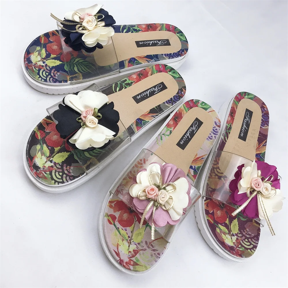 

Factory Wholesale Women's PVC Sandal Flower Shoes Custom Print Beach Unisex Slide Slipper