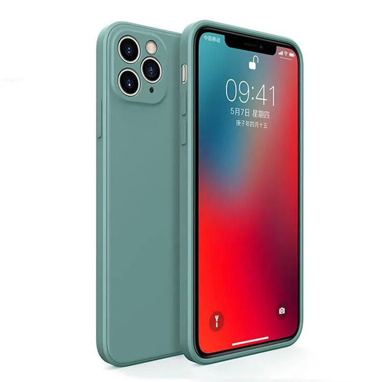

Cube Edge Imitate Liquid Silicone case For iphone 11 Pro Max,Midnight green case For iphone Xs Max,Square Phone Case For Xr x