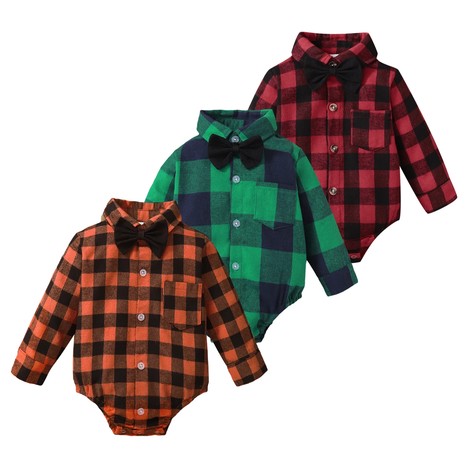 

Newborn infant baby bodysuit long sleeve flannel boy designer clothing fall christmas baby boy clothes, Printed,as sample