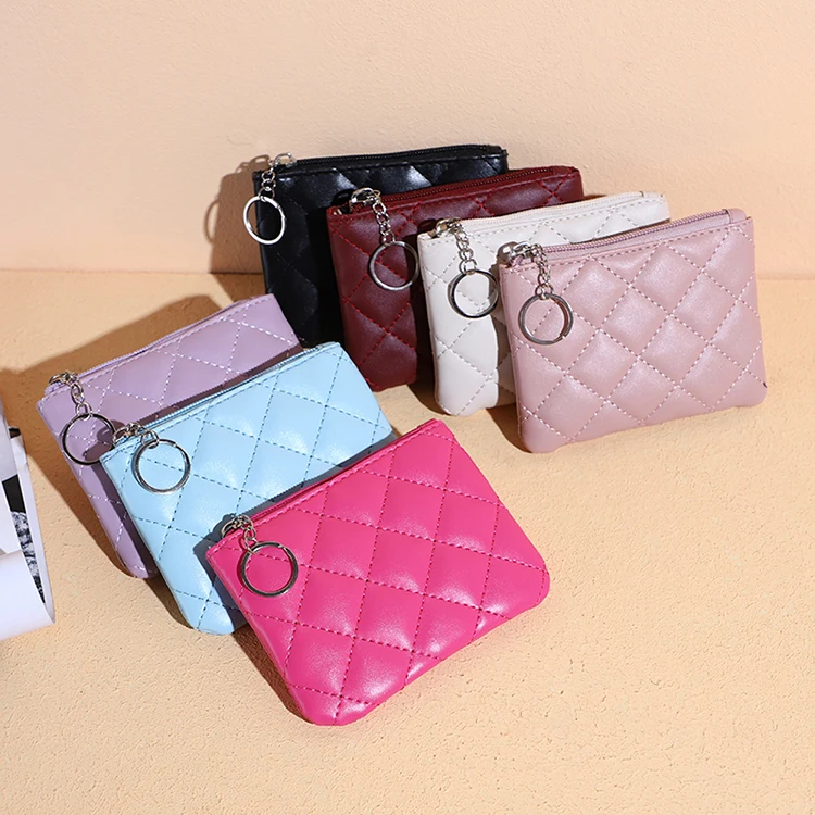 

Wholesale Coin Purse Ladies Small Mini Wallet Card Holder Sale Gift Fashion Design PU Leather Zip With Key Buckle Womens Wallets, 5 colors