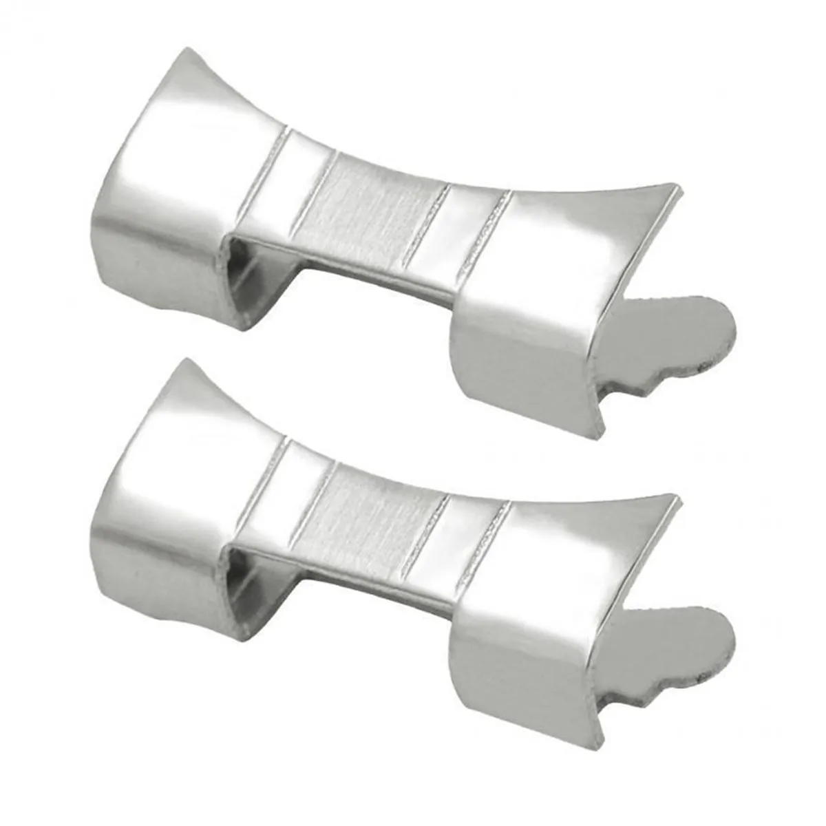 2Pcs 19-24mm New Silver Stainless Steel Watch Strap Bracelets Curved End Band Parts Arc Interface Accessories