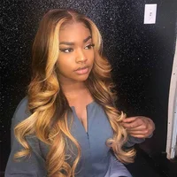 

Honey Brown Blonde Invisible Knots Fake Scalp Loose Wave Brazilian Remy Human Hair Lace Frontal Wigs
