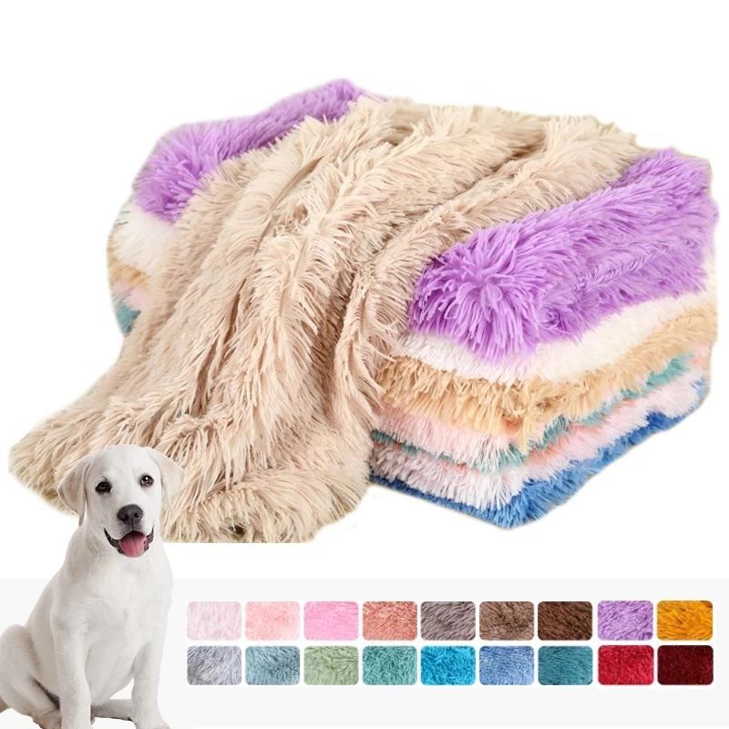 

Dropshipping Winter Warm Cat Sleeping Mats Dog Kennel Cushion Luxury Long Plush Pet Bed Blankets