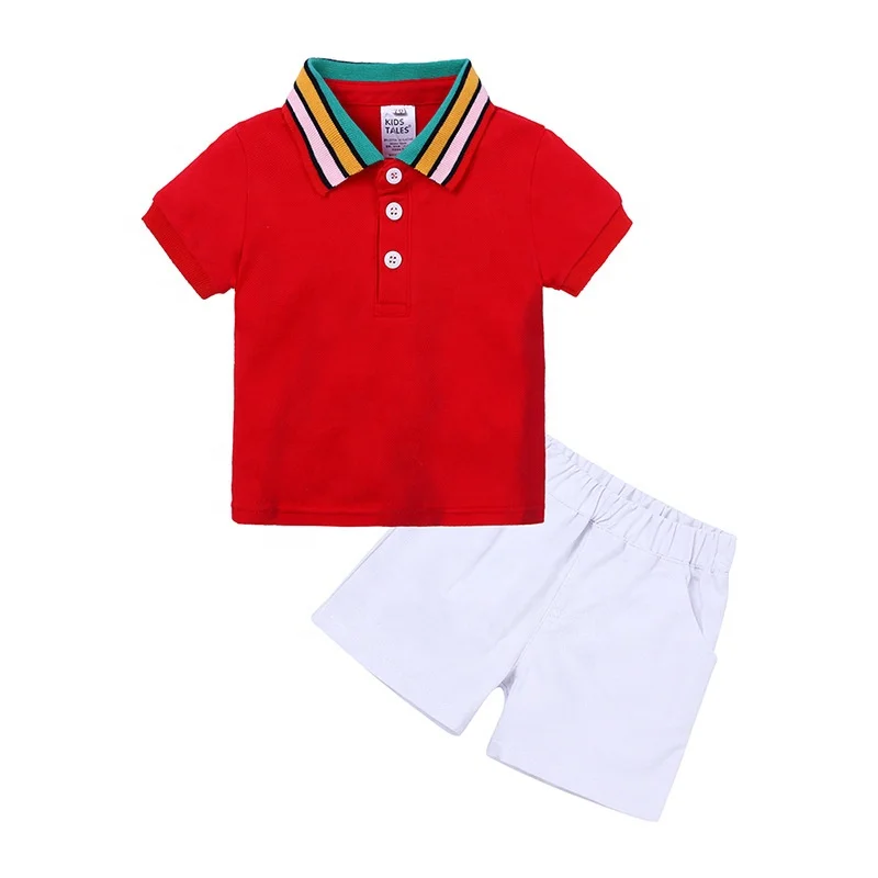 

Factory supply baby boys' summer clothing sets kids clothes set with polo shirt and short pant, Picture show
