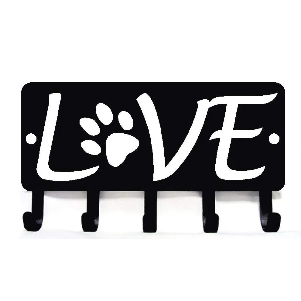 

Yinfa Love With Dog Paw #2 Key Rack Hanger & Dog Leash Organizer Metal Wall Art TY2108