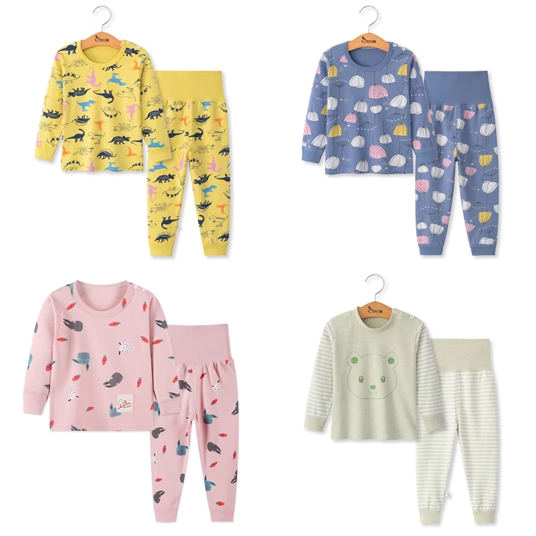 

2020 pajamas 100% carton print fall baby high waist pants infant kids sleeping wear