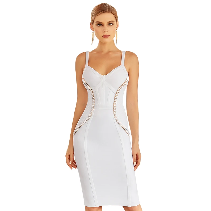 

Sesidy new fashion women bandage sexy chain spaghetti strap club party evening dress