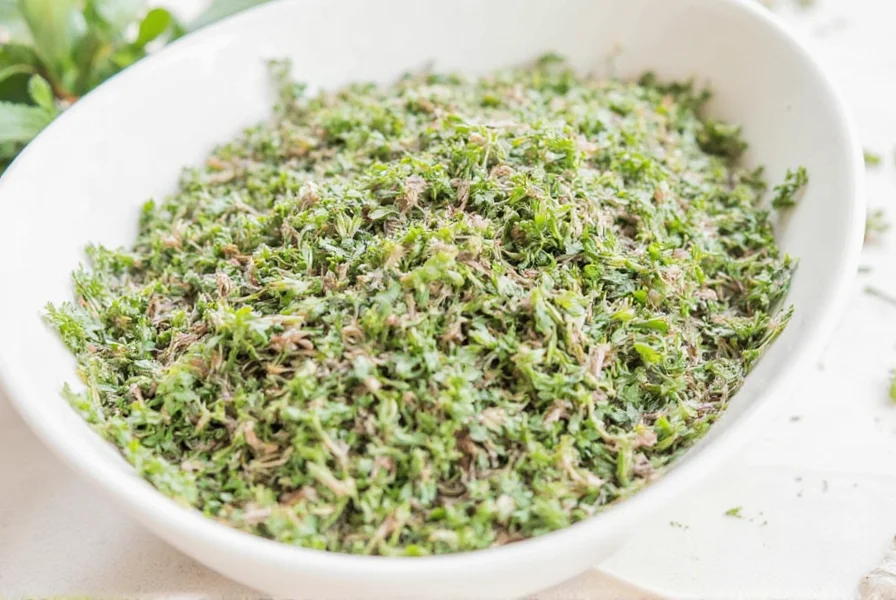 Organic thyme stored in labeled jars