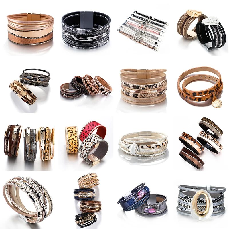Snake Leopard Leather Bracelets For Women 2019 Fashion Bracelets & Bangles Elegant Multilayer Wide Wrap Bracelet Jewelry