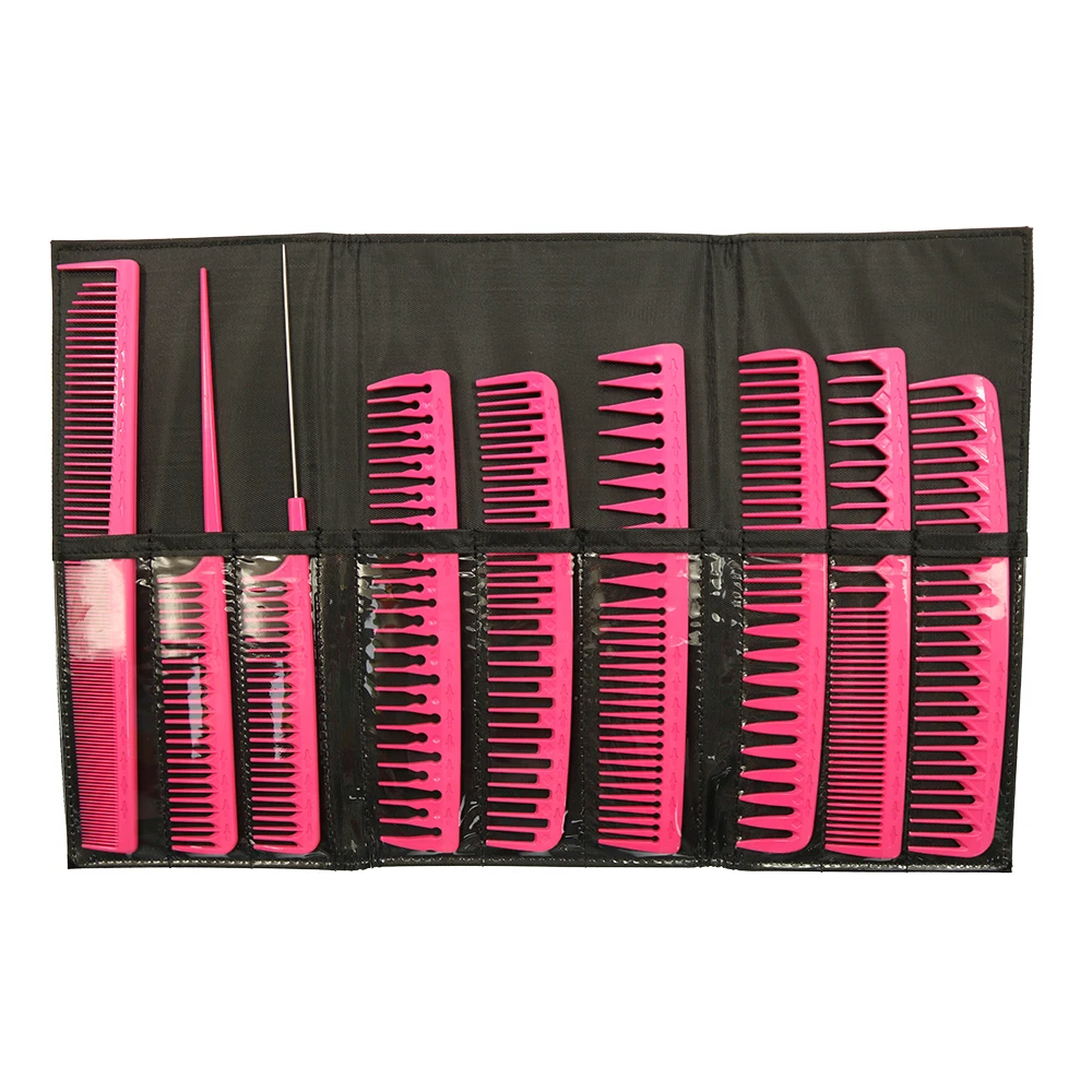 

2019 New design carbon hair comb set, hairdressing hair cutting comb set, Oem