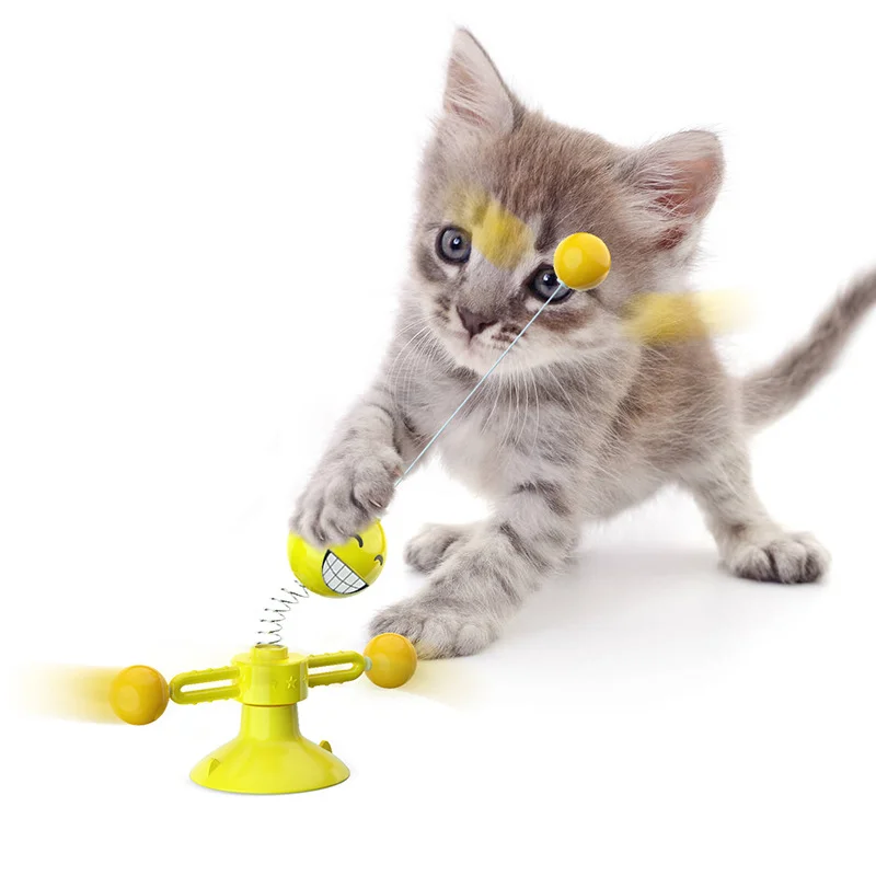 

Pet Products Funny Cat Toy 360 Degree Rotatable Cat Teaser Toy Interactive Cat Toy, Pink yellow orange