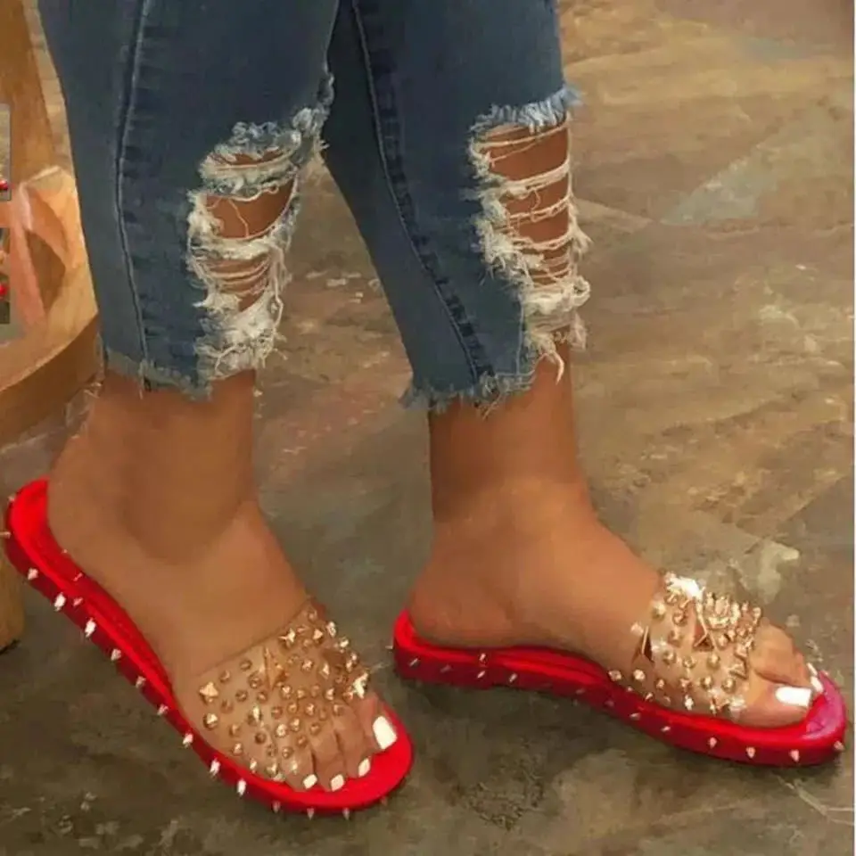 

Summer Women Sandals Rivet Cut Out Ladies Flat Sandals For Women, Picture