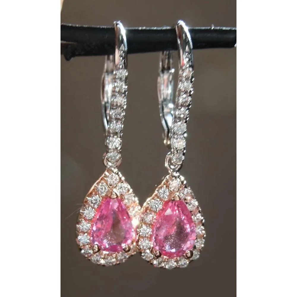 

ThreeGraces Big Water Drop Ear Jewelry Fairy Pink Cubic Zircon Crystal Long Dangling Earrings Best Gift For Girlfriend