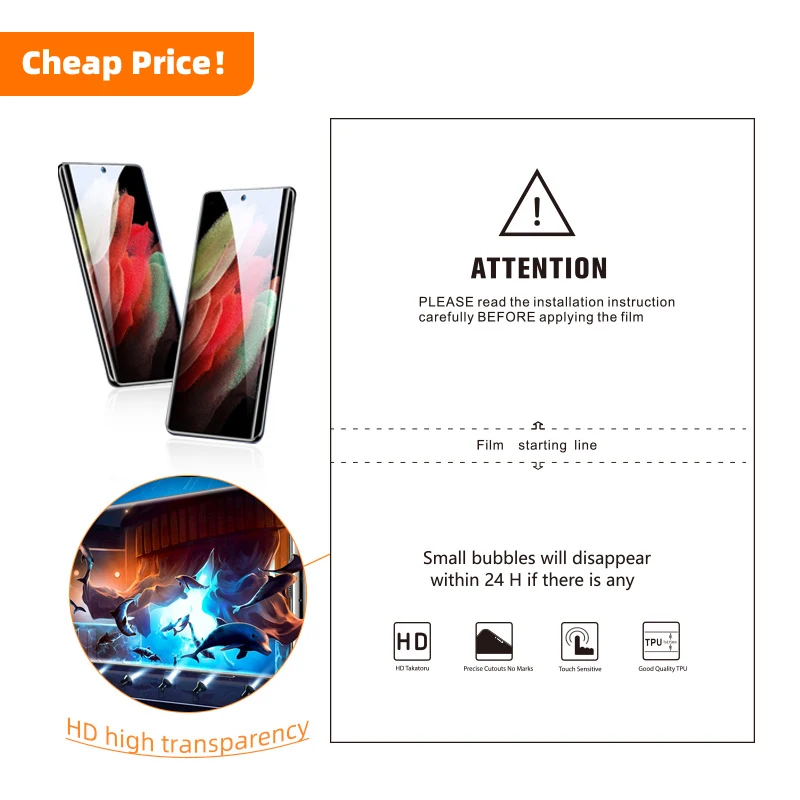 

High Clear Automatic Repair TPU Sheet Universal Strong Glue Screen Protector Hydrogel Film